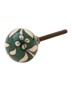 Tranquillo Möbelgriff handgemacht, Ø 3 cm, Grün/Weiss