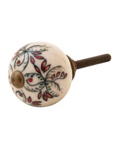 Tranquillo Möbelgriff handgemacht, Ø 3 cm, Weiss/Messing