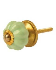 Tranquillo Möbelgriff handgemacht, Ø 3 cm, Hellgrün/Gold