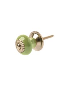 Tranquillo Möbelgriff handgemacht, Ø 2.7 cm, Hellgrün/Silber