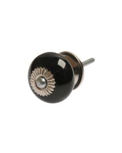 Tranquillo Möbelgriff handgemacht, Ø 3.8 cm, Schwarz/Silber