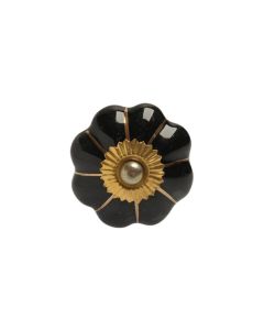 Tranquillo Möbelgriff handgemacht, Ø 4 cm, Schwarz/Gold
