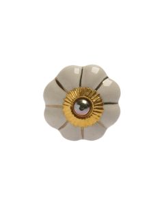 Tranquillo Möbelgriff handgemacht Ø 4 cm, Weiss/Gold