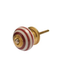 Tranquillo Möbelgriff handgemacht Ø 4 cm, Rot-Weiss/Gold