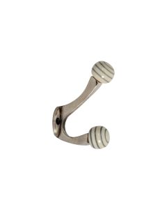 Tranquillo Wandhaken 2-fach, mit Streifen Weiss/Blau