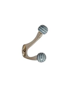 Tranquillo Wandhaken 2-fach, mit Streifen Blau/Weiss