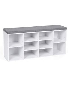 VASAGLE Schuhregal mit Polster, 104 x 48 cm, Weiss