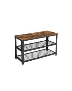 VASAGLE Schuhregal mit 2 Ablagen 73 x 45 cm, Braun/Schwarz