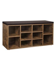 Songmics Schuhregal mit Polster, 104 x 48 cm, Dunkelbraun