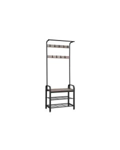 VASAGLE Garderobe mit Schuhablage 183 cm, Grau/Schwarz