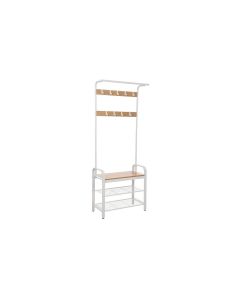 VASAGLE Garderobe mit Schuhablage 183 cm, Nature/Weiss