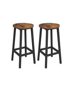 VASAGLE Barhocker rund, 2er Set 32 x 65 cm, Braun/Schwarz