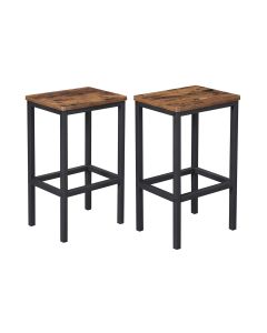 VASAGLE Barhocker eckig, 2er Set 40 x 65 cm, Braun/Schwarz