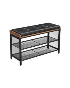 VASAGLE Schuhregal mit Sitzpolster 80 x 48 cm, Braun/Schwarz
