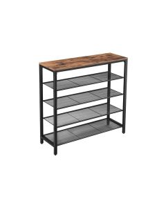 VASAGLE Schuhregal mit 4 Ablagen 100 x 92.5 cm, Braun/Schwarz