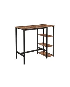 VASAGLE Bartisch mit 3 Ablagen 109 x 100 cm, Braun/Schwarz