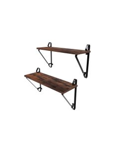 VASAGLE Wandregal 2er Set 60 x 32 cm, Braun/Schwarz
