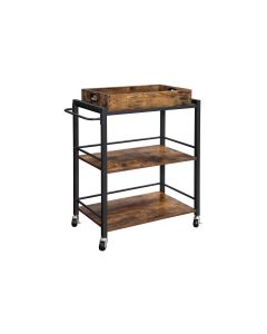 VASAGLE Bartrolley mit Tablett 65 x 86 cm, Braun/Schwarz