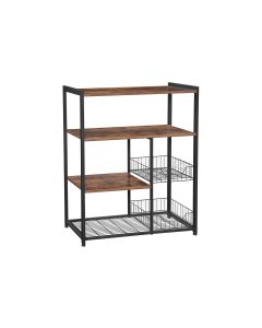VASAGLE Küchenregal mit 6 Haken 80 x 95 cm, Braun/Schwarz