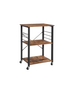 VASAGLE Küchenregal mit 6 Haken 60 x 89 cm, Braun/Schwarz