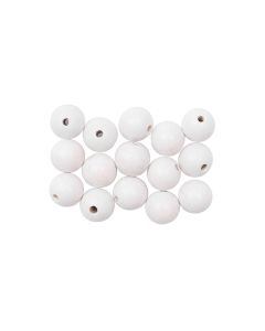 Rico Design Holzperlen Gebohrt 12 mm Weiss, 15 Stück