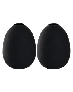 Leonardo Vase Metall 16 cm, Schwarz, 2 Stück