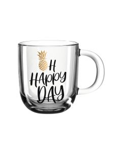 Leonardo Kaffeetasse Napoli Oh Happy 400 ml , 1 Stück, Transparent