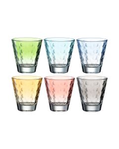 Leonardo Trinkglas Optic Pastell 215 ml, 6 Stück, Mehrfarbig