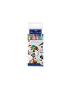 Faber-Castell Filzstift Metallics 12 Stück, Mehrfarbig