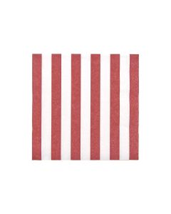 Rico Design Papierservietten Gestreift 33 x 33 cm, 20 Stück, Rot/Weiss