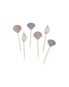 Rico Design Einweg-Party-Piekser Muscheln 6 Stück Weiss