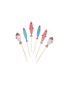 Rico Design Einweg-Party-Piekser Fische 6 Stück Weiss