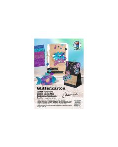 URSUS Glitzerkarton Glamour A4, 330 g/m², 5 Blatt, Mehrfarbig