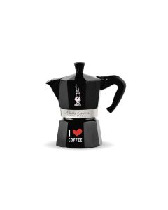 Bialetti Espressokocher Moka Express I love Coffee 6 Tassen, Schwarz