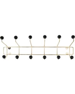present time Wandgarderobe Saturnus 12 Haken, Schwarz/Gold