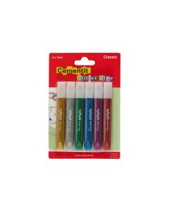 Cementit Glitzerstift Glue Classic 10 ml, 6 Stück