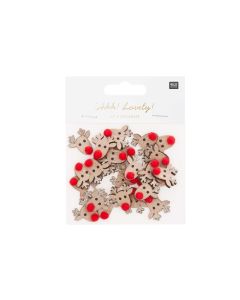 Rico Design Streudeko Rentier 24 Stück, Natur/Gold