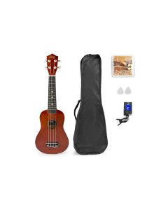 MAX Ukulele UKEY Set Soprano Dunkel Natur 21 Zoll