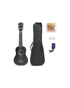 MAX Ukulele UKEY Set Soprano Schwarz 21 Zoll