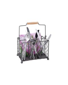 Esschert Design Serviettenhalter Besteckhalter Grau, ohne Inhalt