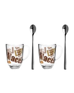 Leonardo Latte Macchiato Tasse Napoli mit Text und Löffel 380 ml