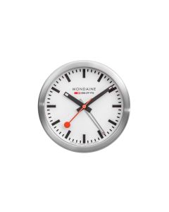 Mondaine Klassischer Wecker Quartz Ø 12.5 cm, Silber/Weiss