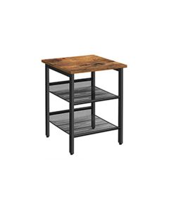VASAGLE Beistelltisch mit 2 Gitterablagen 40 x 55 cm, Braun/Schwarz