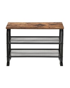 VASAGLE Schuhregal mit Holzbank 66 x 47.5 cm, Braun/Schwarz