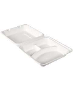 BioPak Menübox 3-Teilung 590 ml, 50 Stück