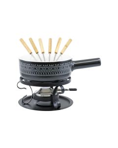 Kadastar Käsefondue-Set Nordic Deer 9 Teile, Schwarz
