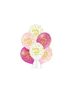 Belbal Luftballon Baby Girl Dots Rosa/Weiss, Ø 30 cm, 50 Stück