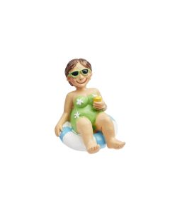 HobbyFun Mini-Figur Badeurlauberin mit Schwimmring 6 cm