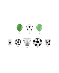 Partydeco Partyset Football 6-teilig, Schwarz-Weiss / Grün