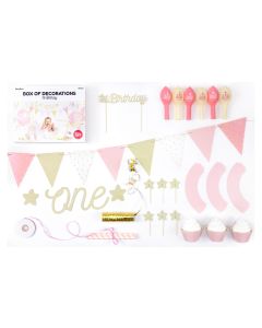 Partydeco Partyset 1st Birthday gold 9-teilig, Gold/Rosa